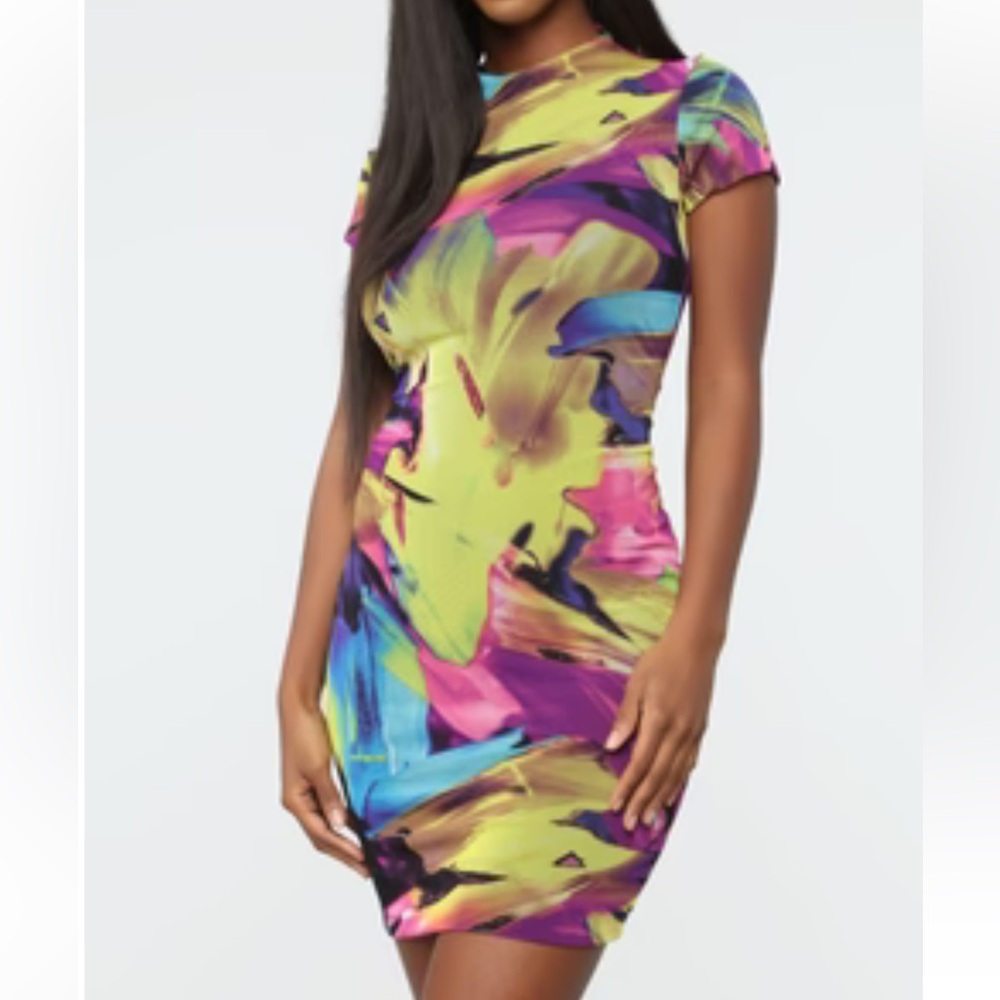 Fashion Nova multi color  mesh midi dress